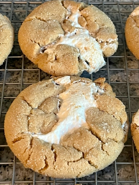 Beautiful close up of the FlufferNutter cookie oozing with marshmallw goodness!