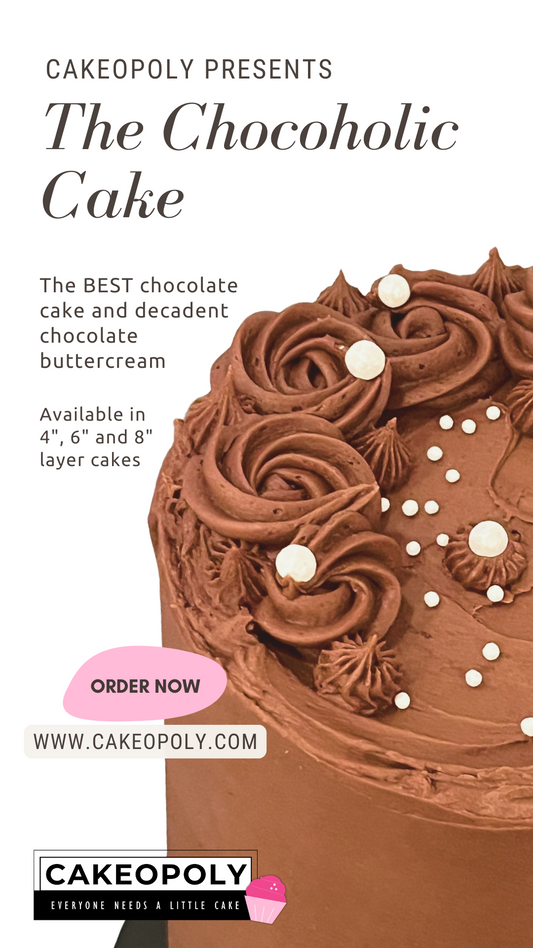 A chocolate cake with frosting and decorative chocolate pieces on top, perfect for corporate celebrations, parties and special events in Los Angeles County.